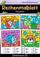 Vorschau - Arbeitsblätter - Rechenmalblatt Haustiere - 4 Rechenmalblätter ZR 20 4-fach differenziert - Deckblatt