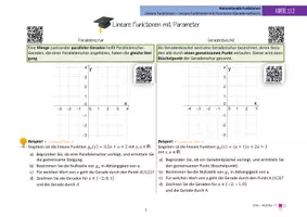 Vorschau - Unterrichtsreihen - Lineare Funktionen mit Parameter (Geradenscharen) - Deckblatt