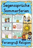 Vorschau - Mal- und Bastelvorlagen - Segenssprüche - Segen Religion Feriengruß Sommerferien - Deckblatt