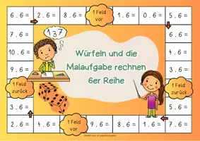 Vorschau - Spiele - Mathe Brettspiel: Kleines 1x1 "6er Reihe" | Malaufgaben Klasse 2 | 1x1 Spiele | Mathe Klasse 2 | Rechnen im ZR 100 | Einmaleins Spiel - Seite 3