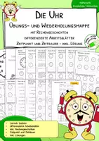 Vorschau - Arbeitsblätter - Uhrzeit lernen – volle & halbe Stunden | Lernuhr & differenzierte Arbeitsblätter ab Klasse 2 - Deckblatt