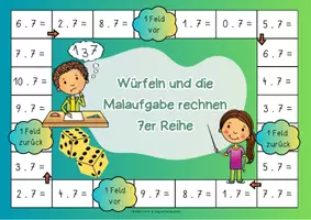 Vorschau - Spiele - Mathe Brettspiel: Kleines 1x1 "7er Reihe" | Malaufgaben Klasse 2 | 1x1 Spiele | Mathe Klasse 2 | Rechnen im ZR 100 | Einmaleins Spiel - Seite 3