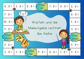 Vorschau - Spiele - Mathe Brettspiel: Kleines 1x1 "8er Reihe" | Malaufgaben Klasse 2 | 1x1 Spiele | Mathe Klasse 2 | Rechnen im ZR 100 | Einmaleins Spiel - Seite 3