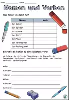 Vorschau - Arbeitsblätter - Nomen und Verben - Übung "Meine Schulsachen" - DaZ - Seite 1