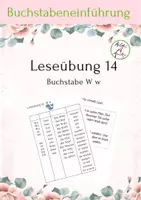 Vorschau - Stundenentwürfe - Leseübung 14 für die 1. Klasse zum Buchstaben Ww - Deckblatt