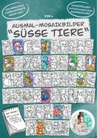 Vorschau - Mal- und Bastelvorlagen - Ausmalbilder "Süße Tiere" / Mosaikbilder / Klassentiere - Deckblatt