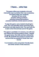 Vorschau - Spiele - Back to School English Vocabulary I Have Who Has Game - Seite 1