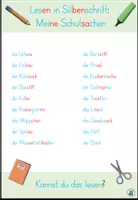 Vorschau - Arbeitsblätter - Lesen in Silbenschrift "Meine Schulsachen" - DaZ / DaF / Deutsch - Alphabetisierung - Seite 1