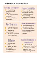 Vorschau - Aufgabenkarten - Feedbackkarten / Referate / Vorträge - Deckblatt