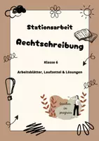 Vorschau - Stationenlernen - Stationsarbeit Rechtschreibung - Klasse 6 - Deckblatt
