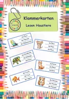 Vorschau - Spiele - Materialpaket Klammerkarten Lesen Tiere (Haustiere, Bauernhoftiere, heimische Tiere, wilde Tiere) - Seite 1