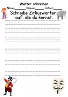 Vorschau - Arbeitsblätter - Zirkus Wörter und Sätze schreiben DaZ/DaF, deutsch - Seite 1