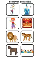 Vorschau - Arbeitsblätter - kleine Bildkarten Zirkus - DaZ/DaF, Deutsch (Grundschule) - Seite 1