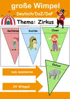 Vorschau - Arbeitsblätter - Wimpel Zirkus - DaZ/DaF, Deutsch, Sachunterricht - Deckblatt