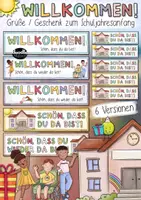 Vorschau - Mal- und Bastelvorlagen - Willkommen / Schön, dass du da bist! - Schuljahresanfang + Wassereis Begrüßungen - Seite 1