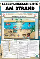 Vorschau - Arbeitsblätter - Lesespurgeschichte "Am Strand ist viel los" Sommer - DaZ / DaF / Deutsch - Deckblatt