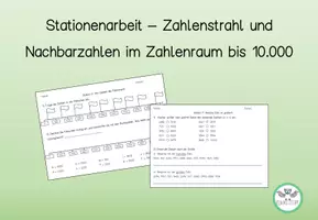 Vorschau - Arbeitsblätter - Stationenarbeit - Zahlenstrahl und Nachbarzahlen bis 10.000 - Deckblatt