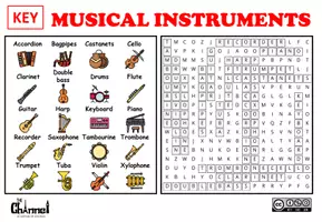 Aperçu - Feuilles d'exercices - MUSICAL INSTRUMENTS – Word Search (20 Words) - Page 3