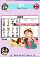 Aperçu - Feuilles d'exercices - PETS – Word Search (20 Domestic Animals) - Page de couverture