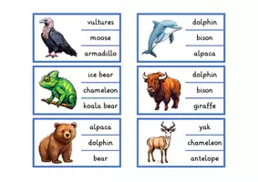 Vorschau - Spiele - Materialpaket "wild animals" - Tafelkarten in A4 & A5 + 4 Spiele + 1 Arbeitsblatt - Seite 2