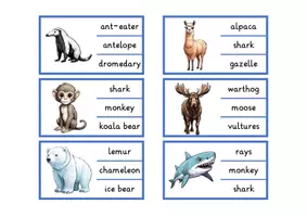 Vorschau - Spiele - Materialpaket "wild animals" - Tafelkarten in A4 & A5 + 4 Spiele + 1 Arbeitsblatt - Seite 3
