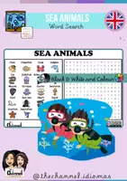 Aperçu - Feuilles d'exercices - SEA ANIMALS – Word Search (20 Words) - Page de couverture