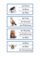 Vorschau - Spiele - Klammerkarten Lesen heimische Tiere (2-fach differenziert) - Seite 1