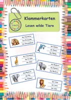Vorschau - Stationenlernen - Klammerkarten Lesen wilde Tiere (2-fach differenziert) - Deckblatt