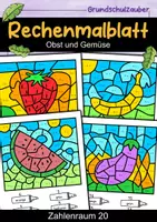 Vorschau - Arbeitsblätter - Rechenmalblatt Obst und Gemüse - 4 Rechenmalblätter ZR 20 4-fach differenziert - Deckblatt