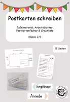 Vorschau - Arbeitsblätter - Postkarten schreiben - Tafelmaterial, Arbeitsblätter, Checkliste, Postkartenfächer - Deckblatt