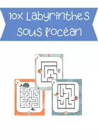 Aperçu - Apprentissages en autonomie - Pack de 10 Labyrinthes Sous l'Océan - Page de couverture