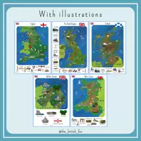 Aperçu - Affichage - UK maps - Un set de 5 cartes illustrées sur le Royaume-Uni - Page 1