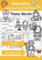 Vorschau - Arbeitsblätter - Berufe Anmalen Wortschatz - Deutsch/DaZ/DaF/Kunst - Klasse 1 und 2 - Deckblatt