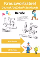 Vorschau - Arbeitsblätter - Kreuzworträtsel mit Lösung Berufe (Grundschule) - DaZ/DaF, Deutsch, Wortschatz - Deckblatt