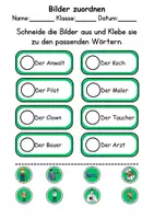 Vorschau - Arbeitsblätter - Ausschneiden und kleben Berufe - Wortschatz basteln Feinmotorik (Grundschule) - Seite 2