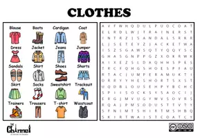 Aperçu - Affichage - CLOTHES – Word Search (20 Words) - Page 1
