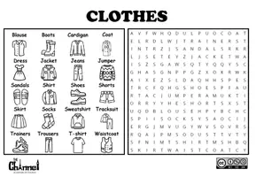 Aperçu - Affichage - CLOTHES – Word Search (20 Words) - Page 2