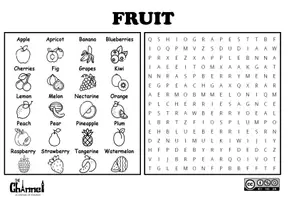 Aperçu - Feuilles d'exercices - FRUIT – Word Search (20 Words in English) - Page 2