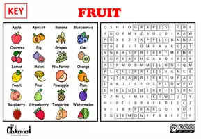 Aperçu - Feuilles d'exercices - FRUIT – Word Search (20 Words in English) - Page 3