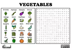 Aperçu - Feuilles d'exercices - VEGETABLES – Word Search (20 Words) - Page 1