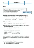Vorschau - Klassenarbeiten - Klassenarbeit Sachrechnen Klasse 5R - Deckblatt