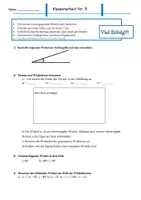 Vorschau - Klassenarbeiten - Klassenarbeit Winkel, Kreis, Winkelsumme Klasse 5R - Deckblatt