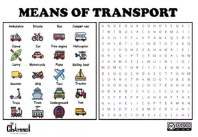 Aperçu - Feuilles d'exercices - MEANS OF TRANSPORT – Word Search (20 Words) - Page 1