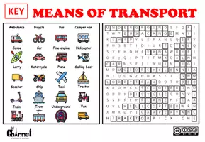 Aperçu - Feuilles d'exercices - MEANS OF TRANSPORT – Word Search (20 Words) - Page 3