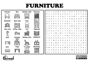 Aperçu - Feuilles d'exercices - FURNITURE – Word Search (20 Words) - Page 2