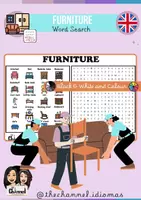 Aperçu - Feuilles d'exercices - FURNITURE – Word Search (20 Words) - Page de couverture