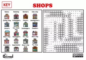 Vorschau - Arbeitsblätter - SHOPS IN TOWN – Word Search (20 Words) - Seite 3