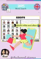 Vorschau - Arbeitsblätter - SHOPS IN TOWN – Word Search (20 Words) - Deckblatt