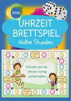 Vorschau - Spiele - Brettspiel Uhrzeit "halbe Stunde" | Uhr | Uhrzeit 1 Klasse | Uhrzeit 2 Klasse | Uhr Spiel - Deckblatt