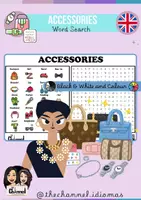 Aperçu - Feuilles d'exercices - ACCESSORIES – Word Search (20 Words) - Page de couverture